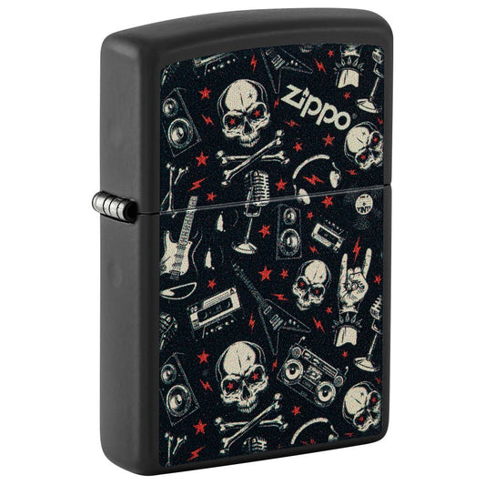 Zippo Aansteker Grunt Pattern with Skulls - vooraanzicht