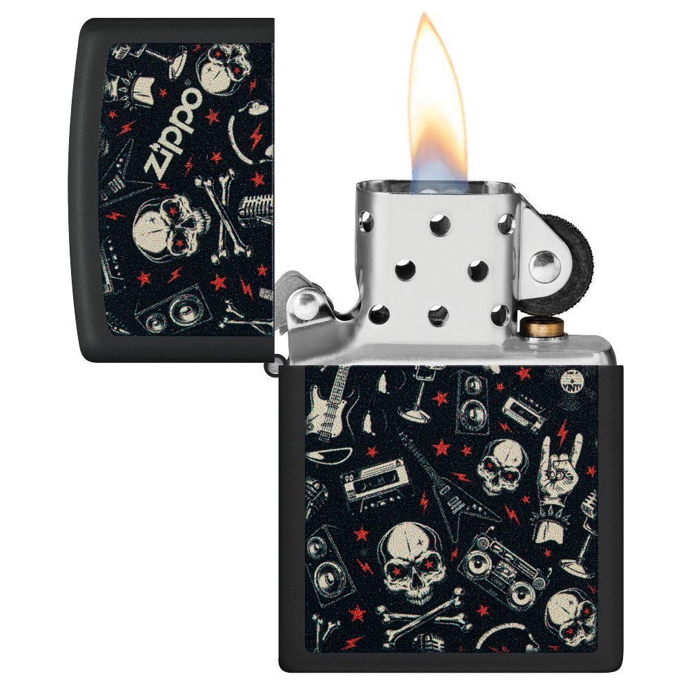 Zippo Aansteker Grunt Pattern with Skulls - achteraanzicht