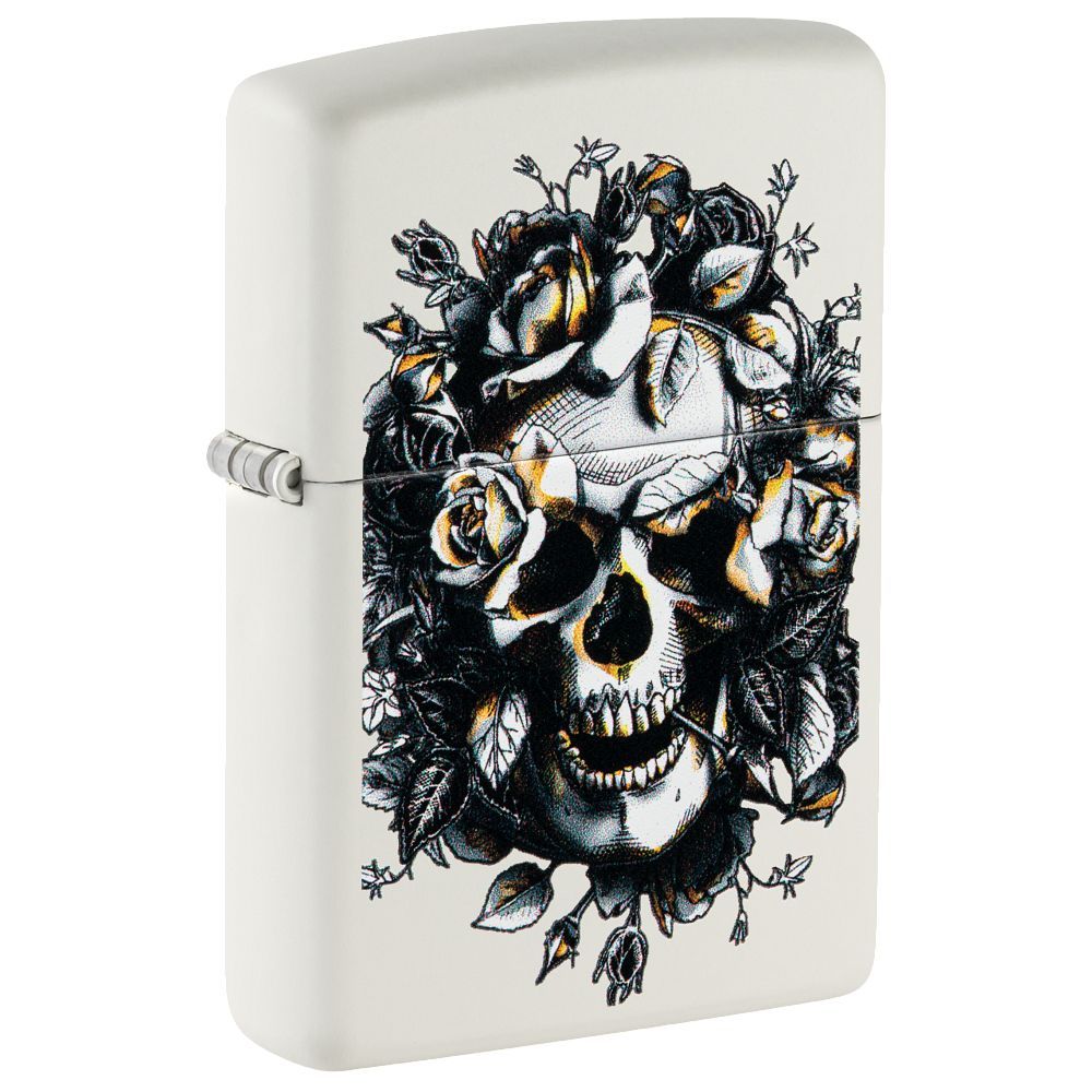 Zippo Aansteker Skull and Roses Design - vooraanzicht