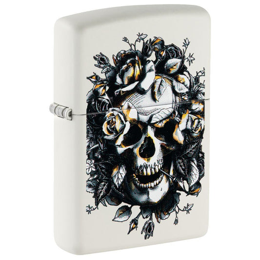 Zippo Aansteker Skull and Roses Design - vooraanzicht