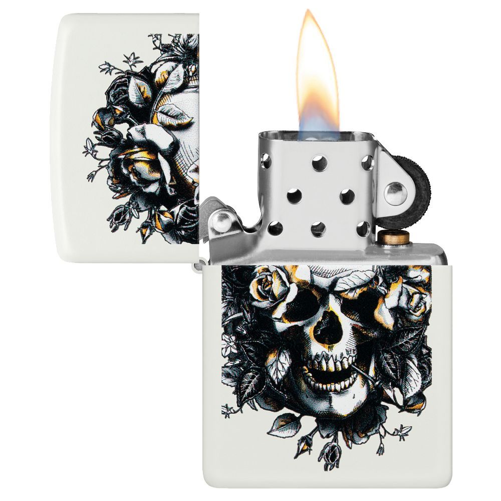 Zippo Aansteker Skull and Roses Design - achteraanzicht