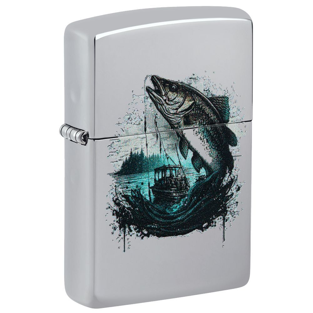Zippo Aansteker Fish and Boat Design - vooraanzicht