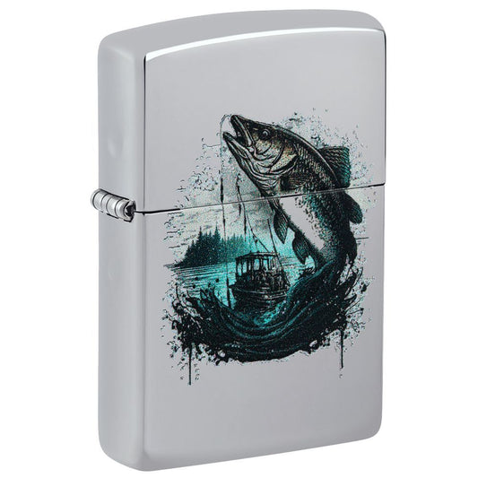 Zippo Aansteker Fish and Boat Design - vooraanzicht