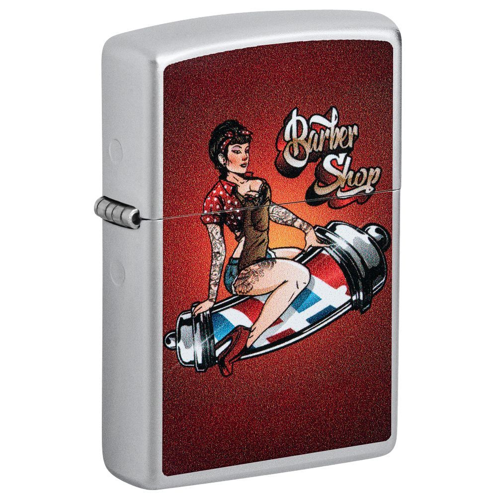 Zippo Aansteker Barber Shop Pin-up Design - vooraanzicht