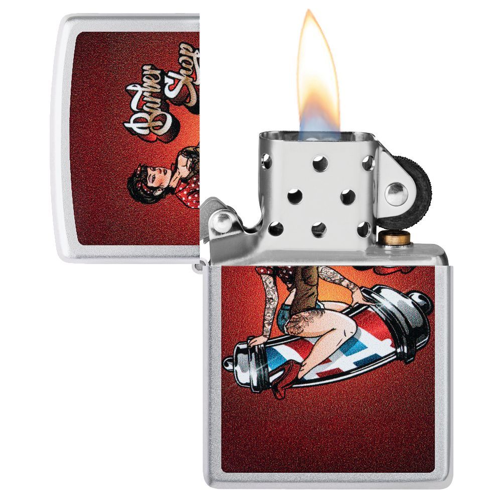 Zippo Aansteker Barber Shop Pin-up Design - achteraanzicht