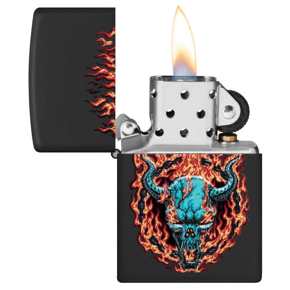 Zippo Aansteker Burning Devil Design - achteraanzicht