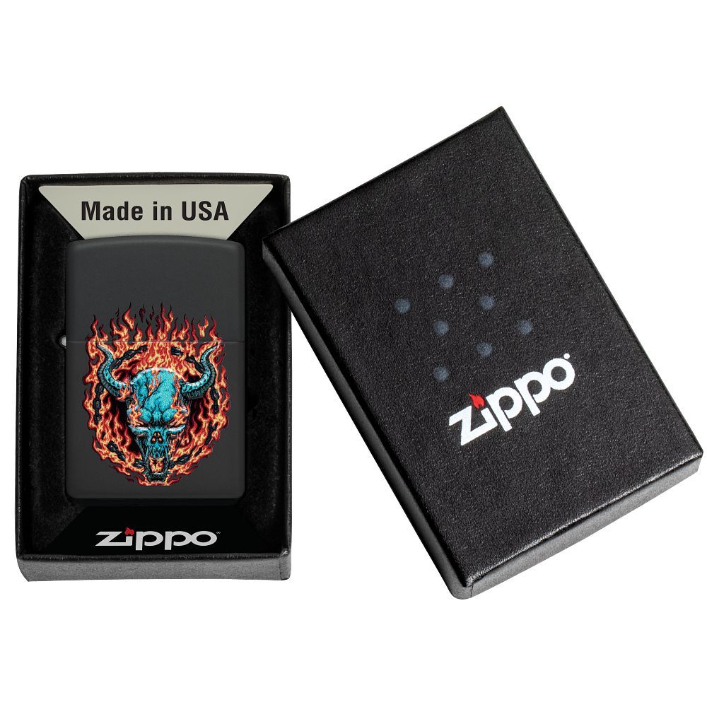 Zippo Aansteker Burning Devil Design - detail