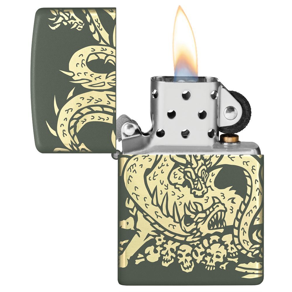 Zippo Aansteker 221 Dragon Design - achteraanzicht