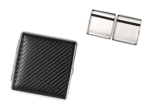 Caseti Leren Sigarettenkoker v. 20 sig. Black Carbon - vooraanzicht