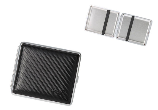 Caseti Leren Sigarettenkoker v. 18 sig. Black Carbon - vooraanzicht