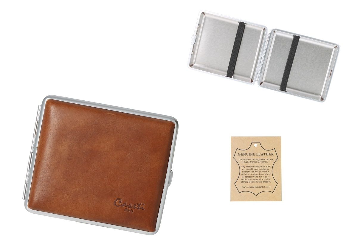 Caseti Leren Sigarettenkoker v. 18 sig. Light Brown - vooraanzicht