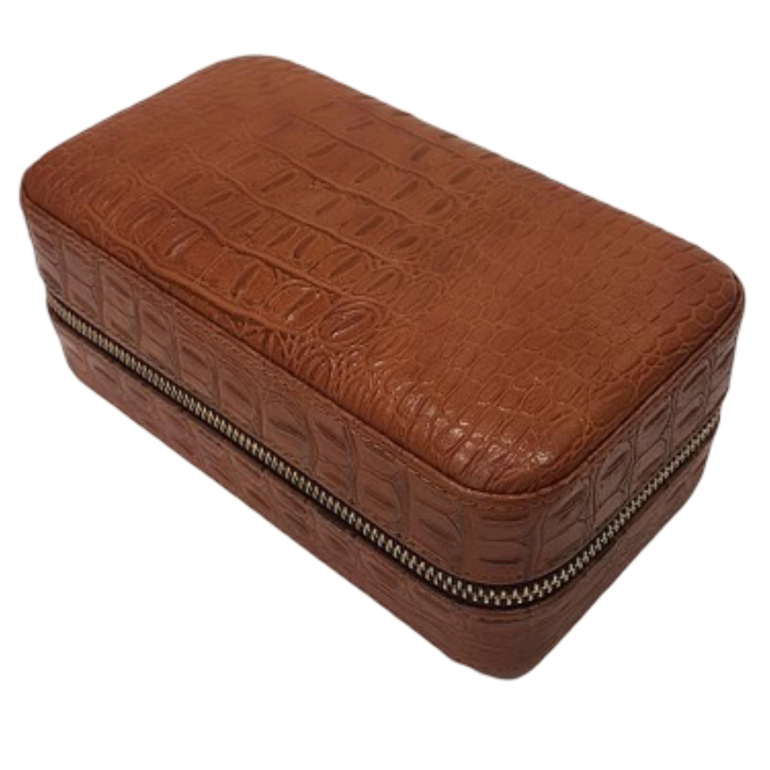 Travel Humidor Leer Bruin 6 sigaren - productfoto bruinleren reishumidor