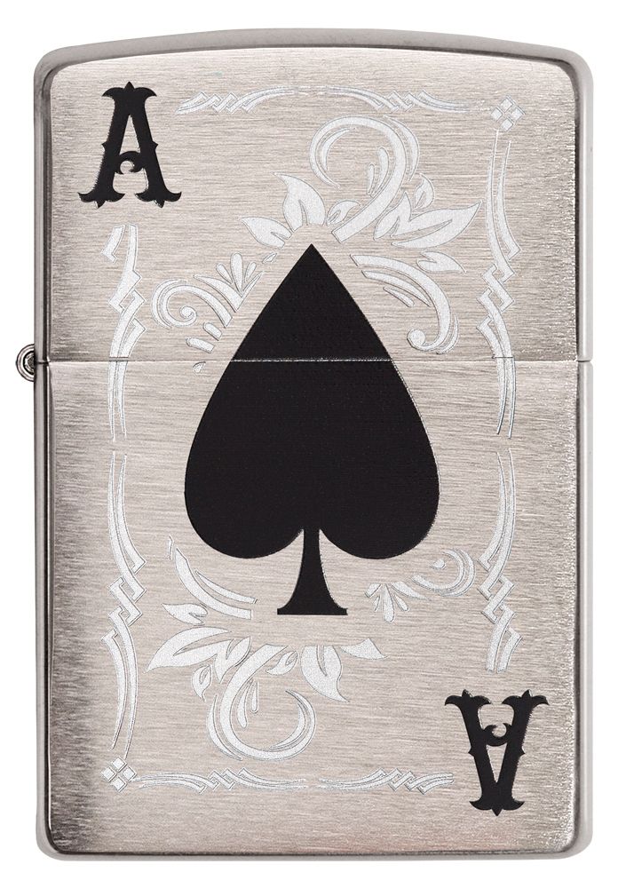 Zippo Aansteker - 200 Brushed Ace of Spade Design - achteraanzicht