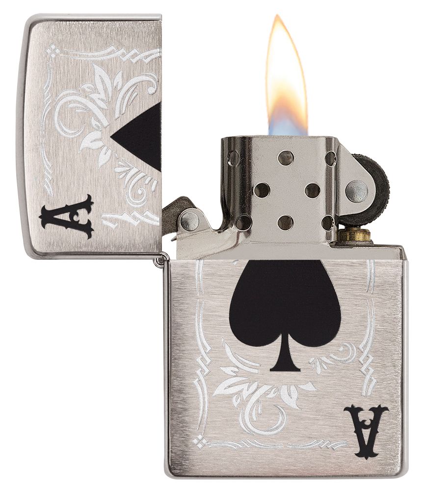 Zippo Aansteker - 200 Brushed Ace of Spade Design - detail 1