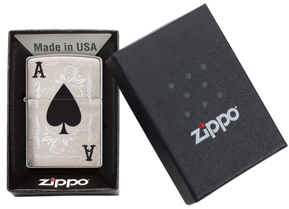 Zippo Aansteker - 200 Brushed Ace of Spade Design - detail 2