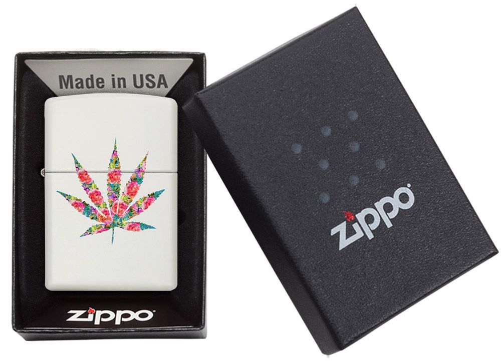Zippo Aansteker 214 Floral Weed Design - detail