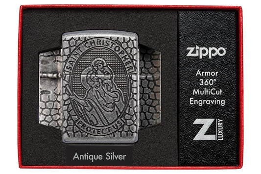 ZIPPO Aansteker PL28973 St Christopher Medal Design - vooraanzicht