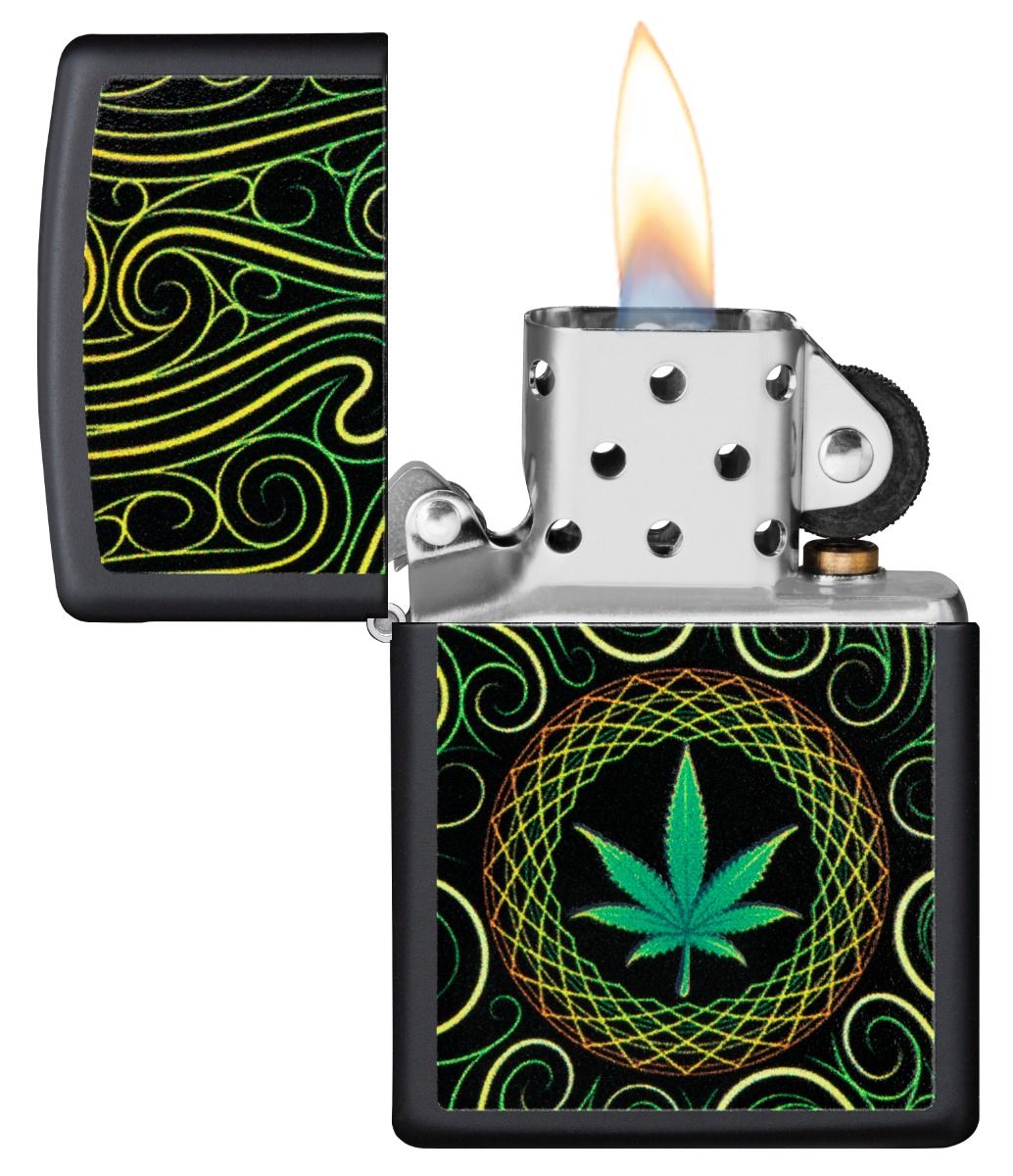 Zippo Aansteker 218 Cannabis Design 6149 - achteraanzicht