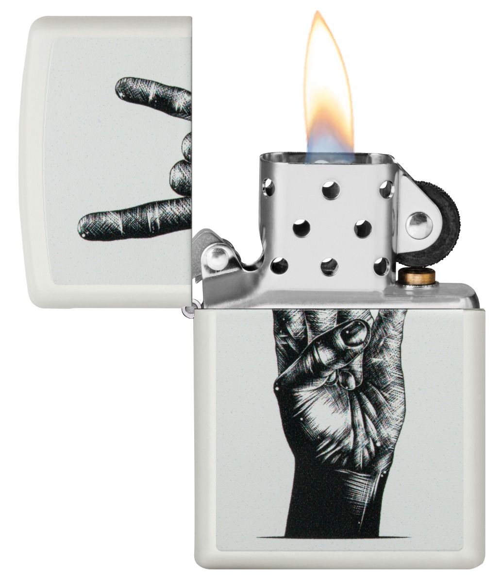 Zippo Aansteker 214 Rock Hand Design - achteraanzicht
