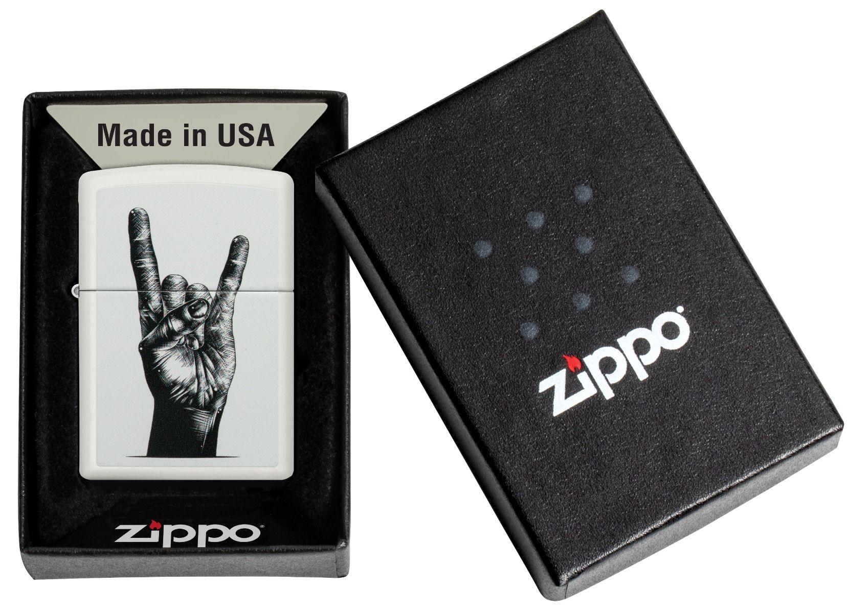 Zippo Aansteker 214 Rock Hand Design - detail