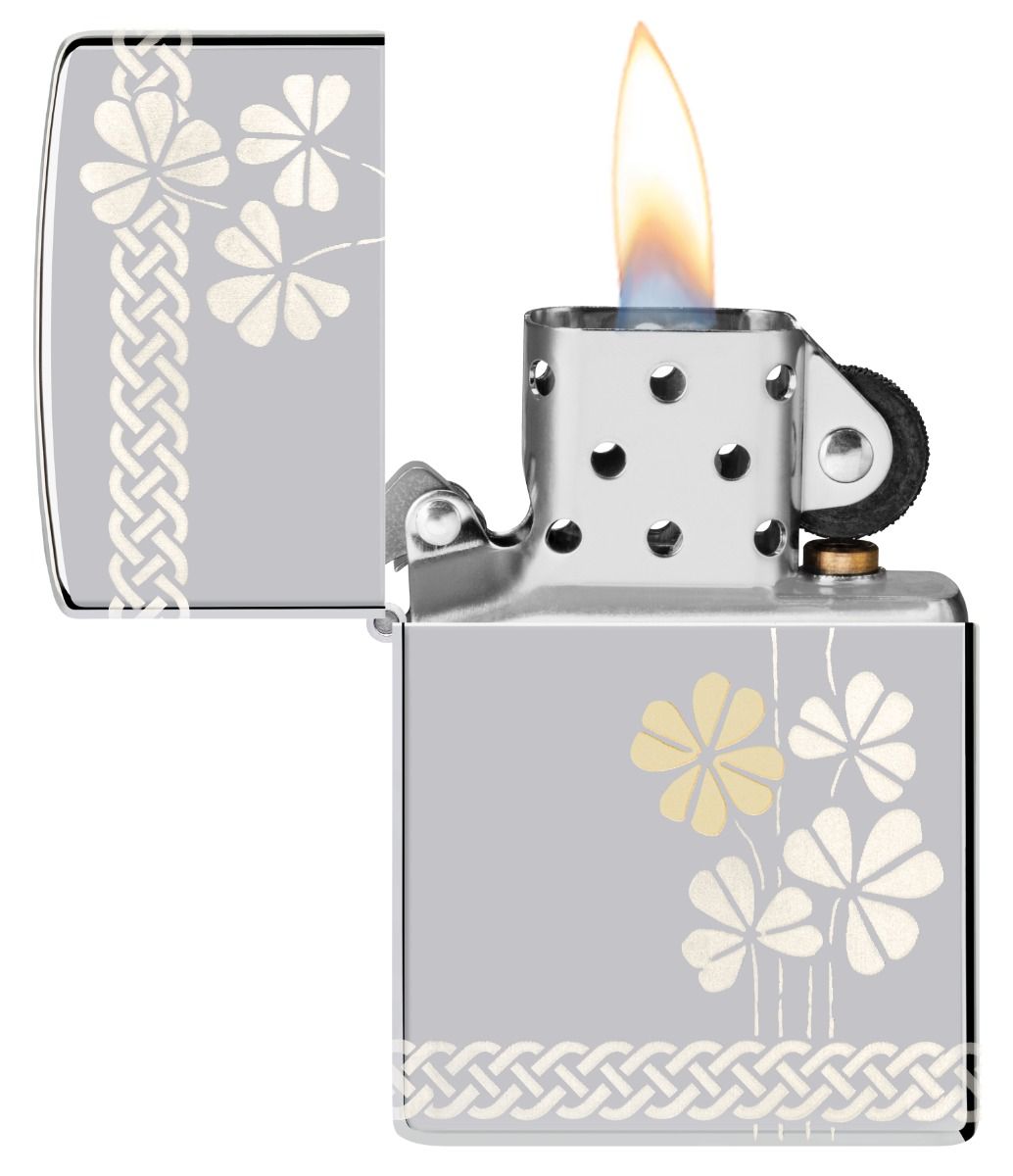 Zippo Aansteker 250 Clover Design - detail