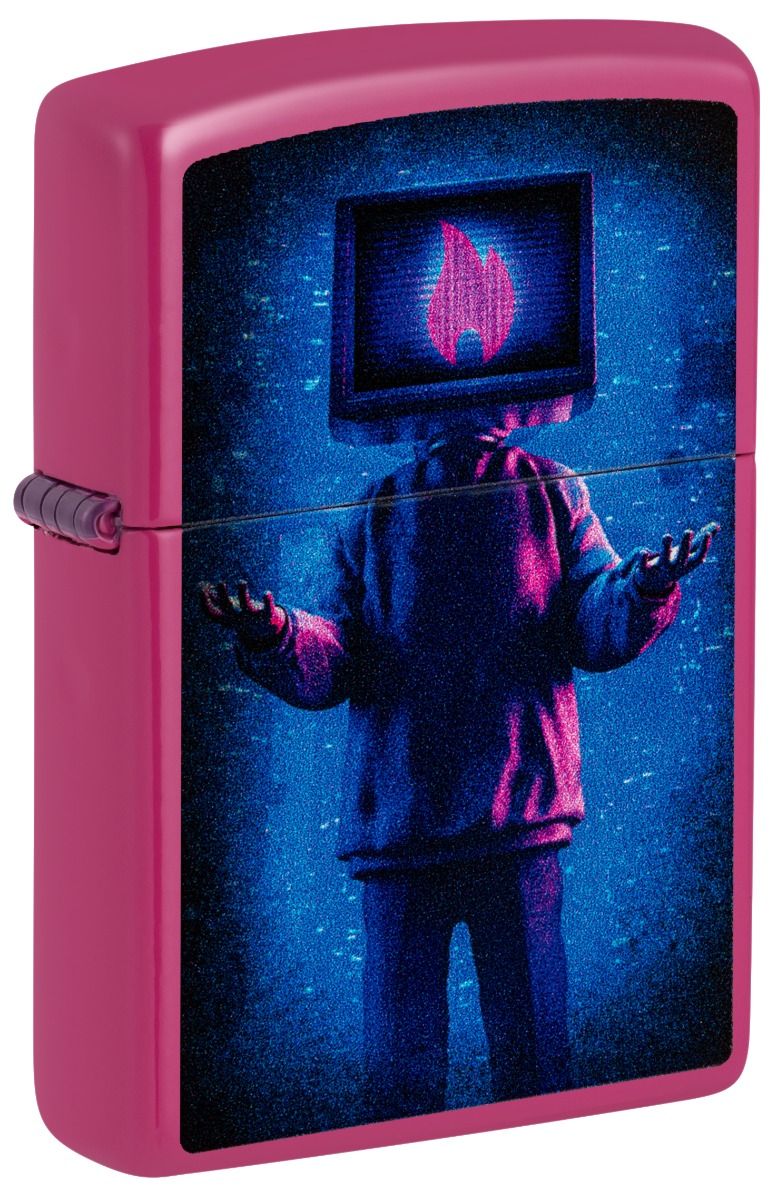 Zippo Aansteker 49846 Flame TV Man Design - vooraanzicht
