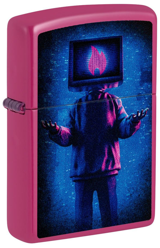 Zippo Aansteker 49846 Flame TV Man Design - vooraanzicht