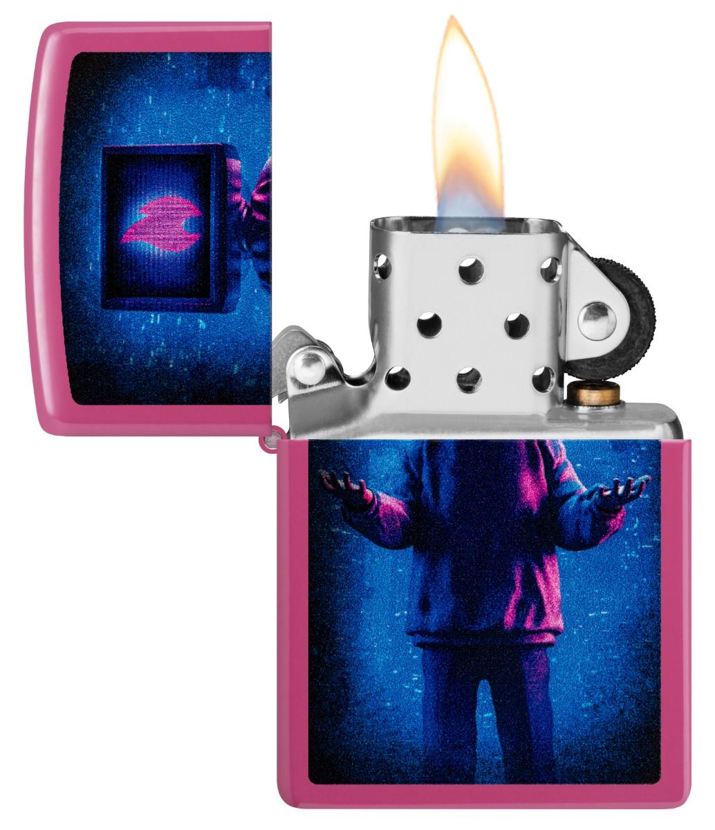 Zippo Aansteker 49846 Flame TV Man Design - achteraanzicht