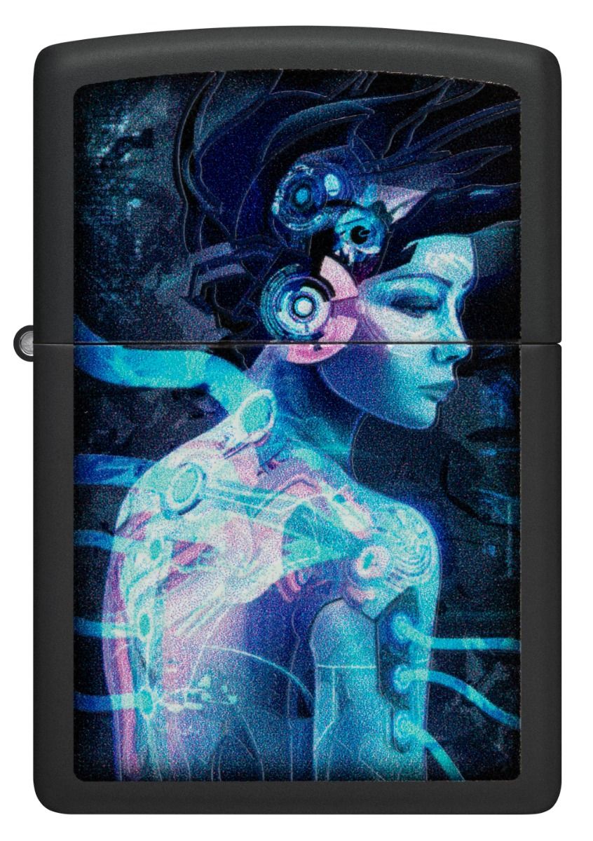 Zippo Aansteker 218 Cyber Woman design - achteraanzicht