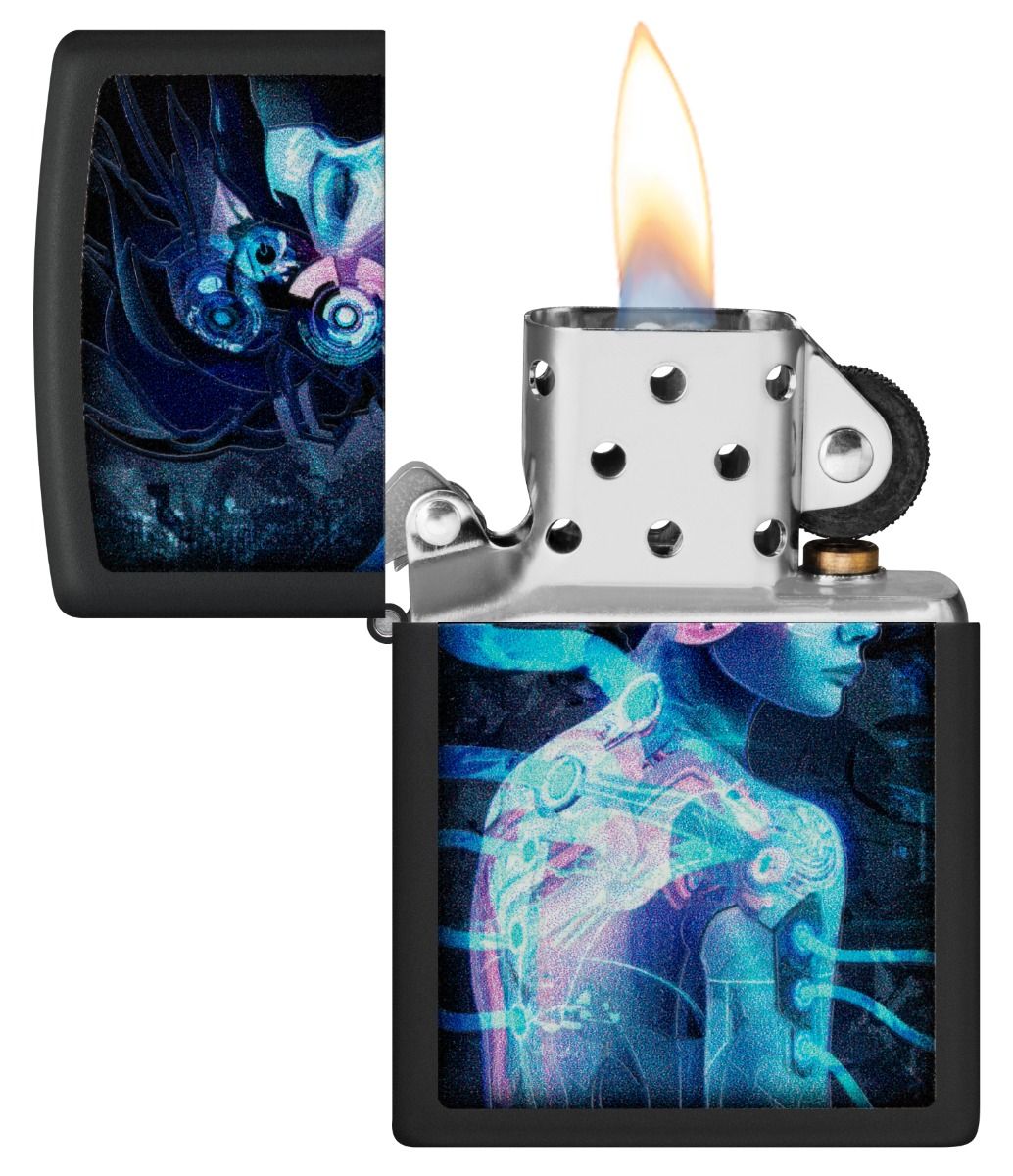 Zippo Aansteker 218 Cyber Woman design - detail
