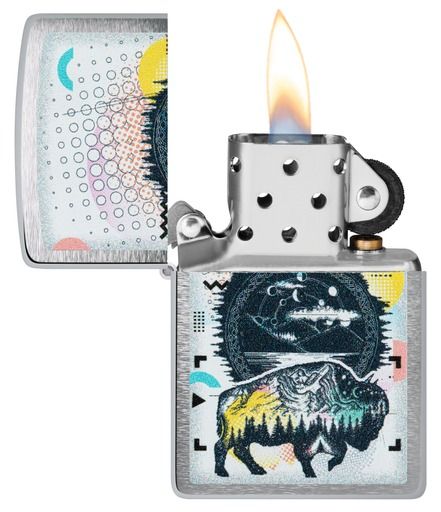 Zippo Aansteker 200 Bison Design CI - achteraanzicht