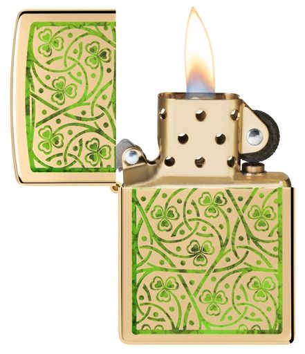 Zippo Aansteker 254B Clover Leaves Design - achteraanzicht