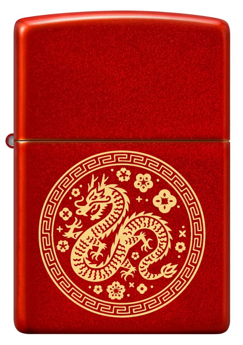 Zippo 49475 Chinese Zodiac Dragon Design aansteker achteraanzicht