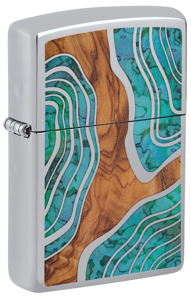 Zippo Aansteker 250 Wood and Shell Look Design - vooraanzicht