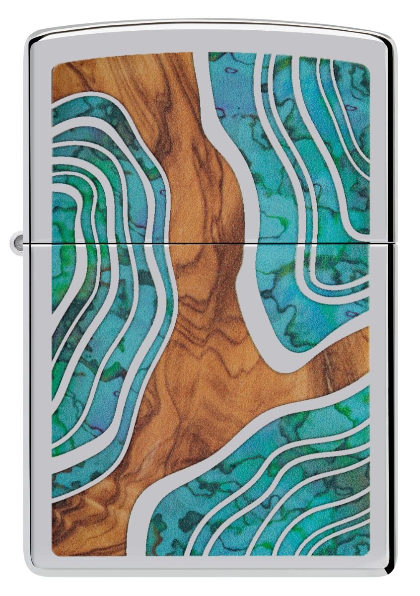 Zippo Aansteker 250 Wood and Shell Look Design - achteraanzicht