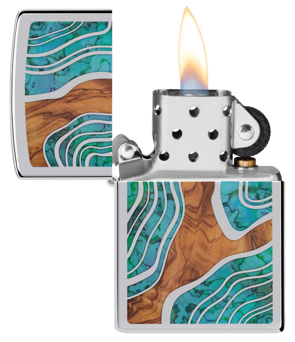 Zippo Aansteker 250 Wood and Shell Look Design - detail