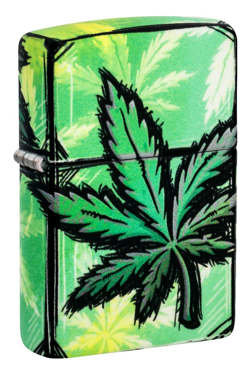 Zippo Aansteker 49193 Glowing Cannabis Design - vooraanzicht