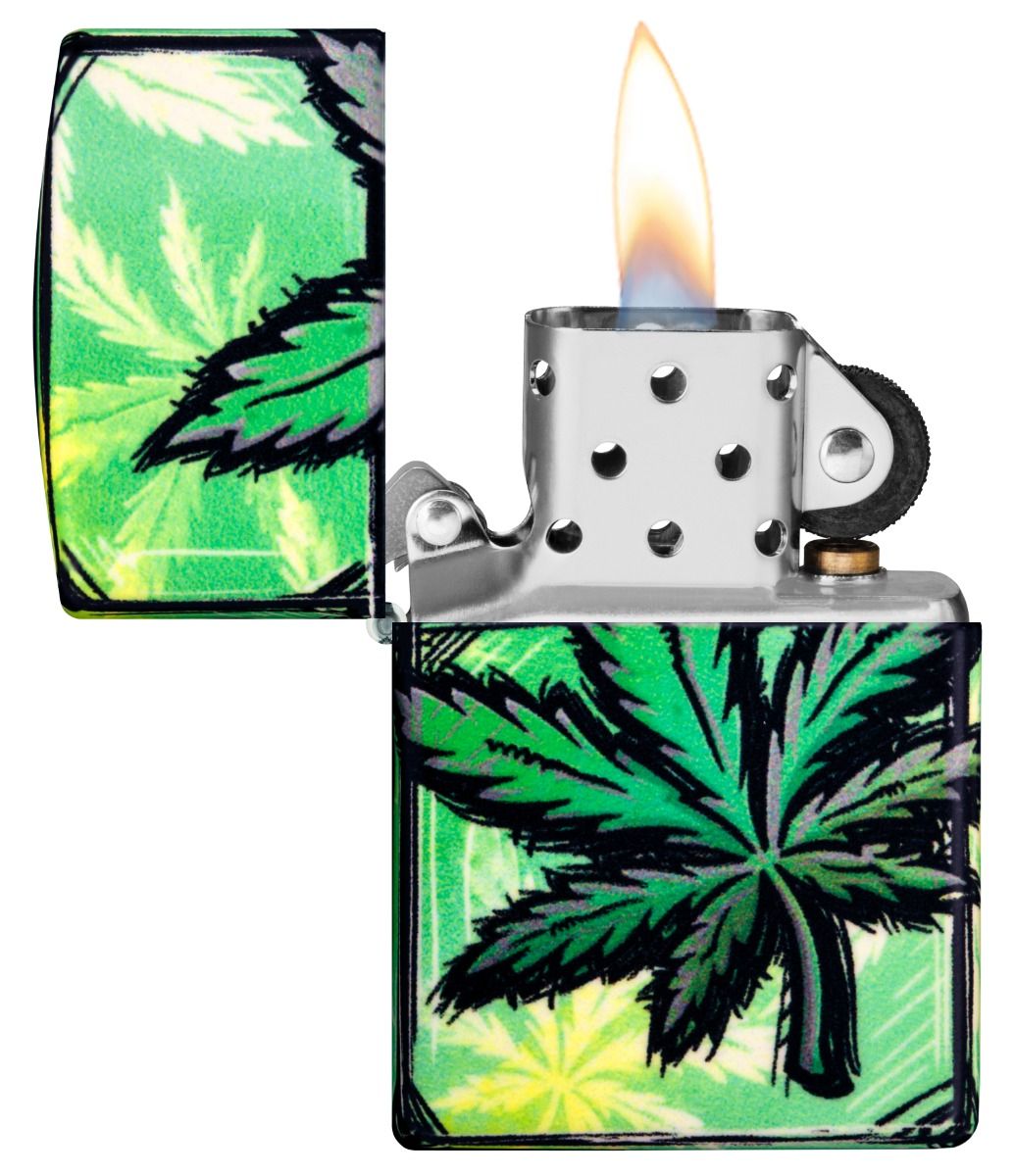 Zippo Aansteker 49193 Glowing Cannabis Design - achteraanzicht