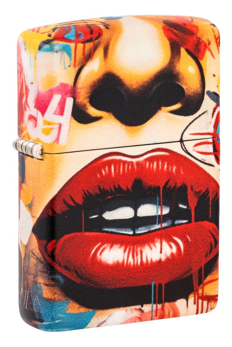 Zippo Aansteker 49352 Street Art Face Design - vooraanzicht