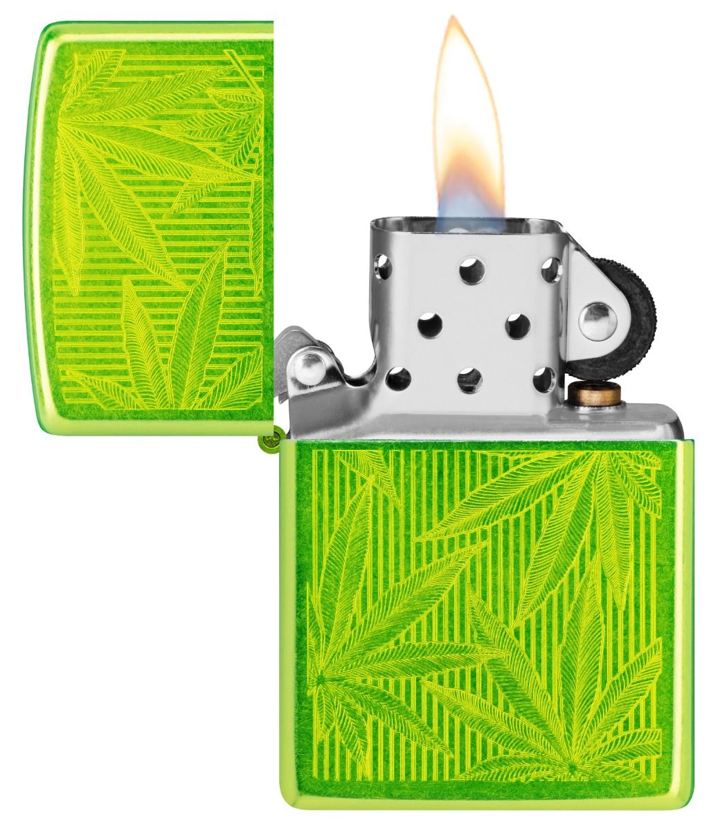 Zippo Aansteker 24513 Cannabis Leaves Design - achteraanzicht