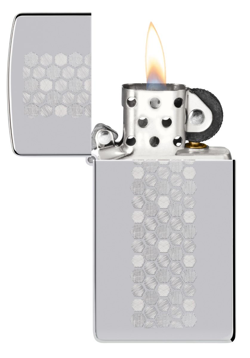 Zippo Aansteker 1610 Honeycomb Pattern Design - achteraanzicht