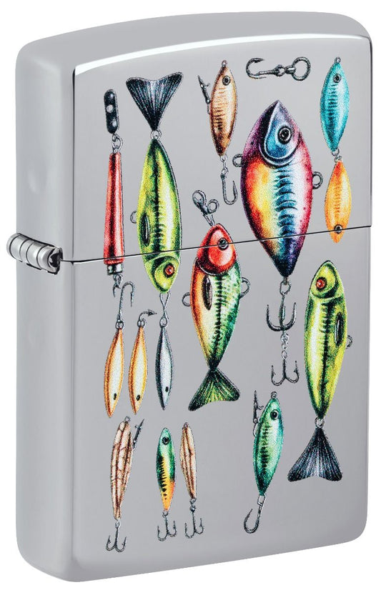Zippo Aansteker 250 Fishing Hooks Design - vooraanzicht
