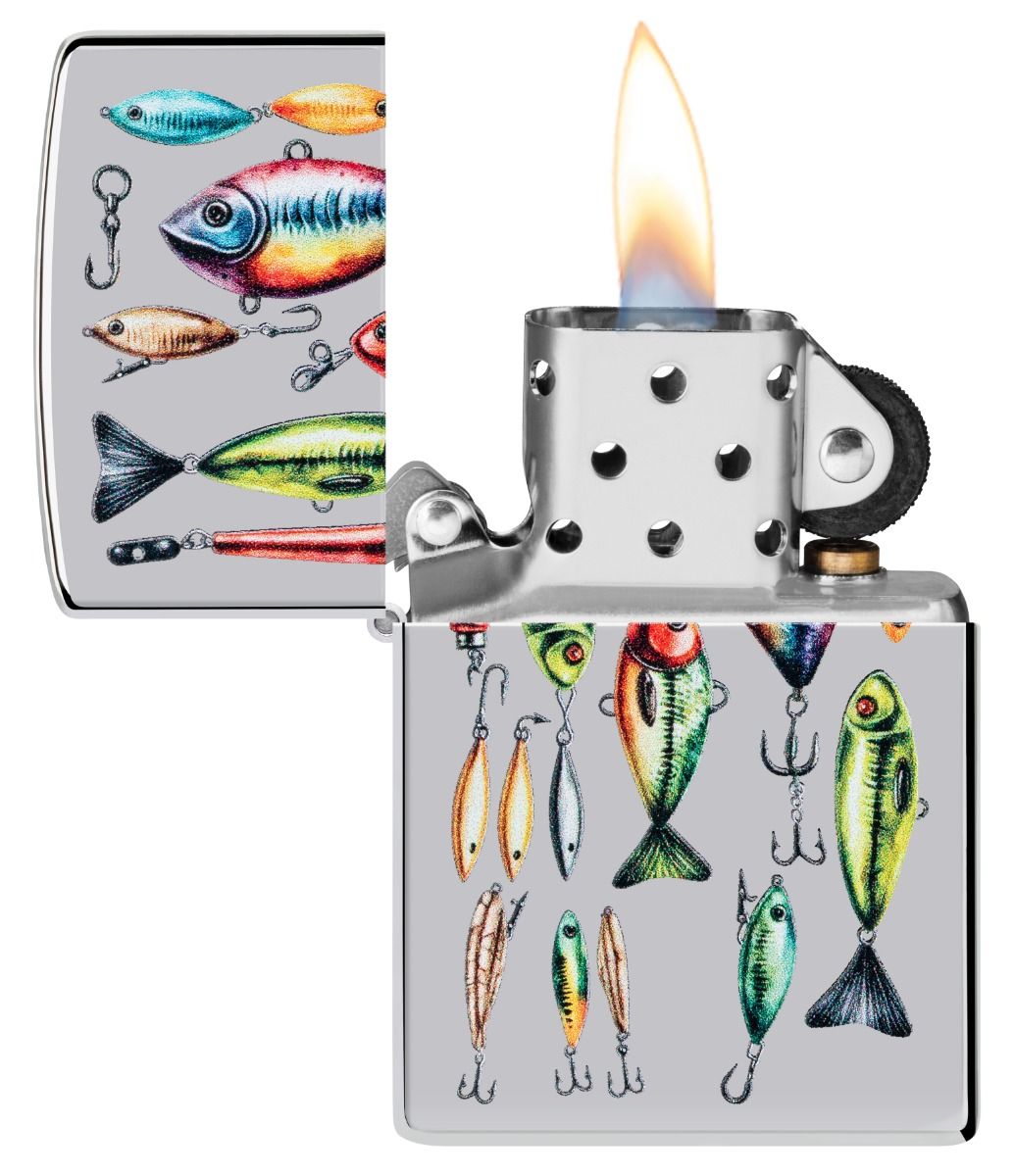 Zippo Aansteker 250 Fishing Hooks Design - achteraanzicht