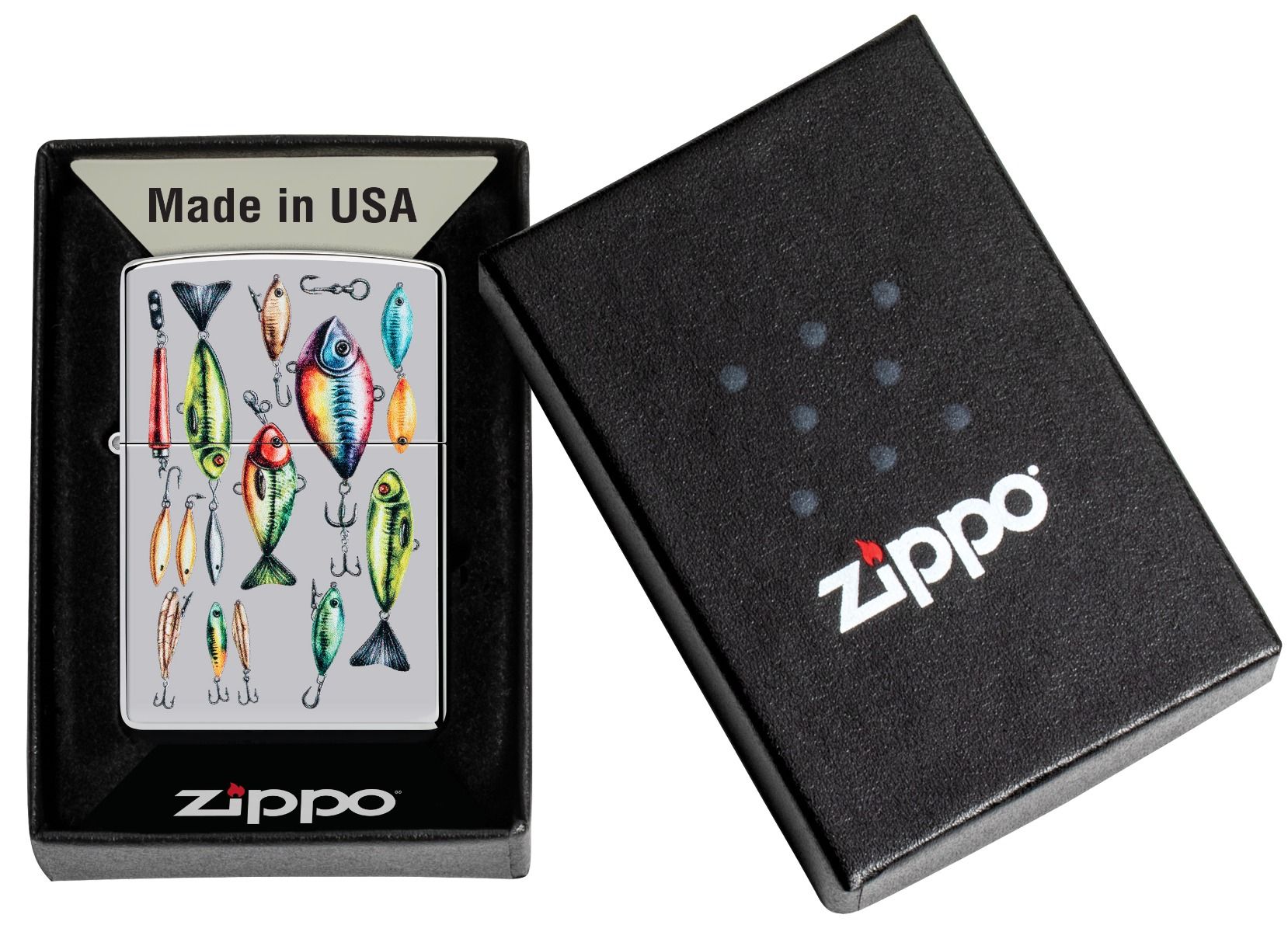 Zippo Aansteker 250 Fishing Hooks Design - detail