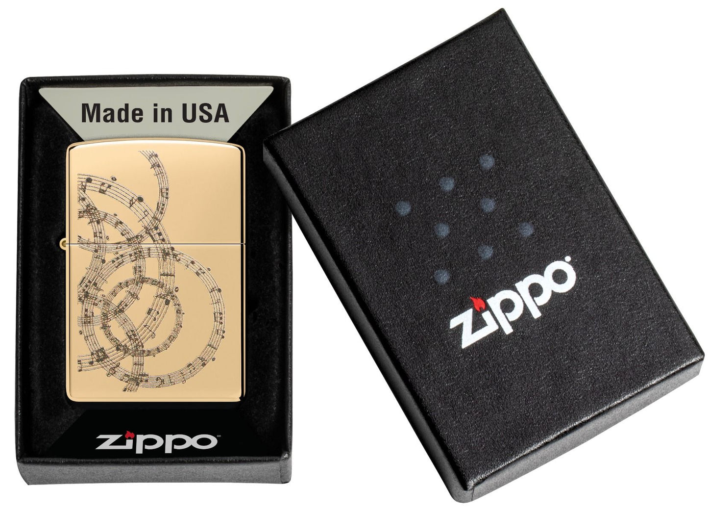 Zippo Aansteker 254B Musical Notes Design - detail