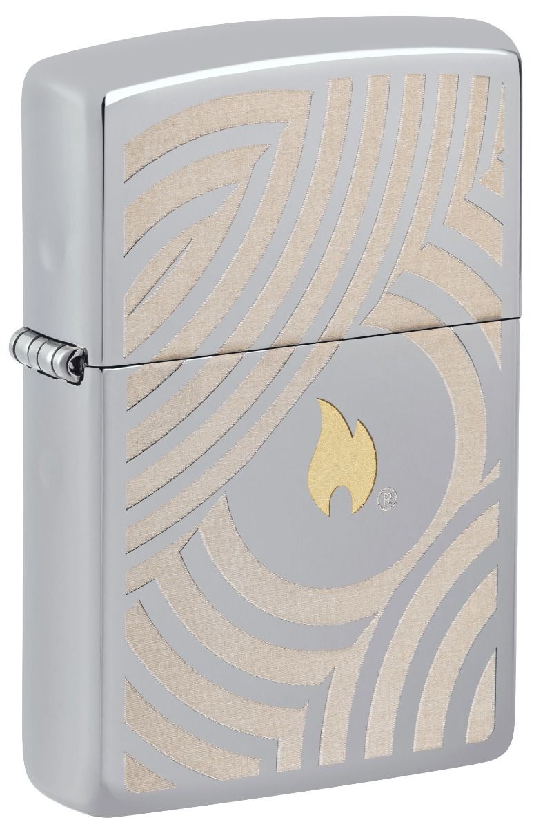 Zippo Aansteker 250 Flame and Circles Design 2 - vooraanzicht