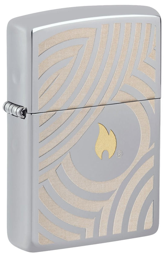 Zippo Aansteker 250 Flame and Circles Design 2 - vooraanzicht