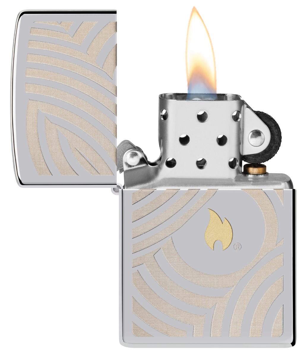 Zippo Aansteker 250 Flame and Circles Design 2 - achteraanzicht