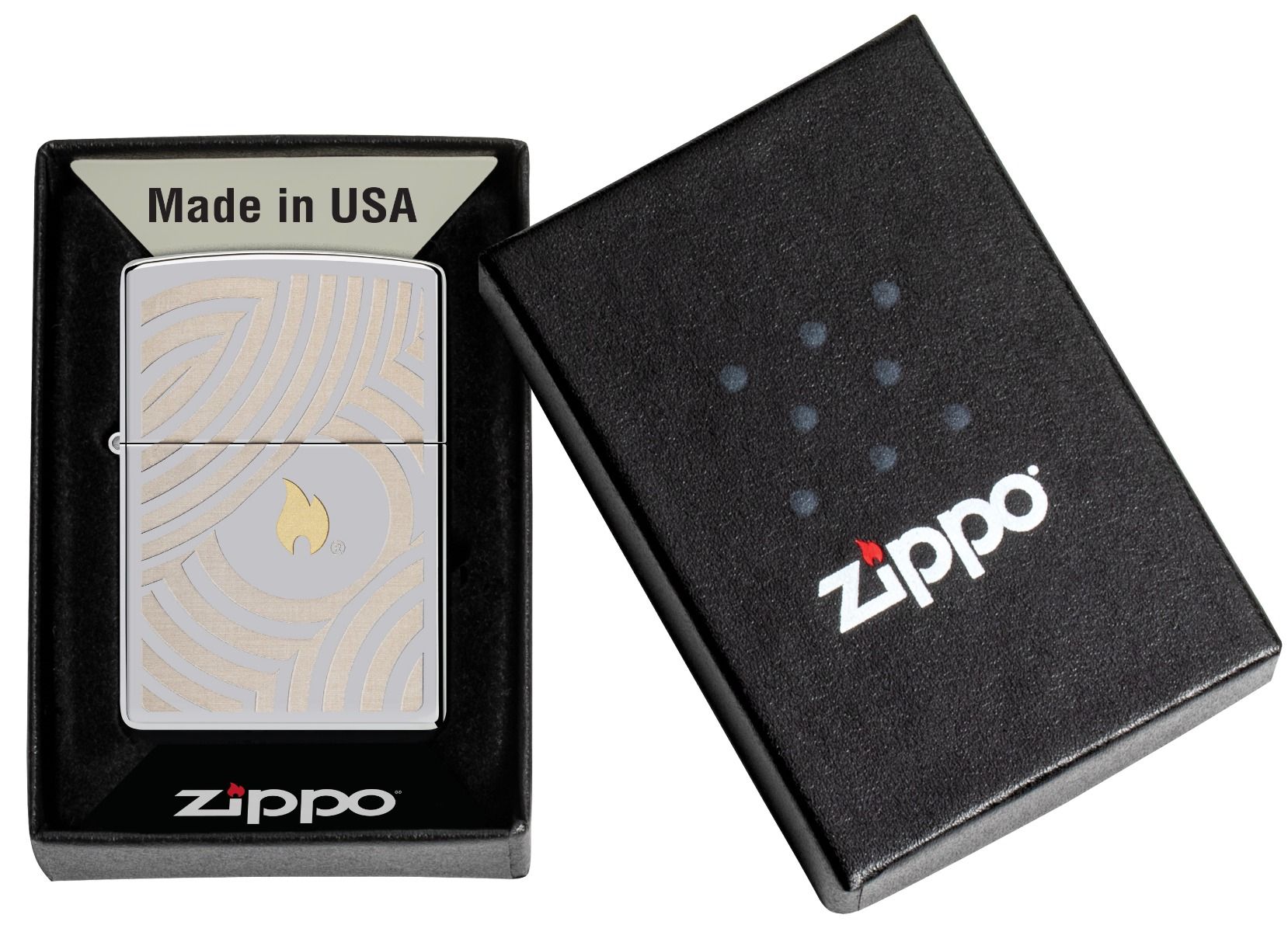 Zippo Aansteker 250 Flame and Circles Design 2 - detail