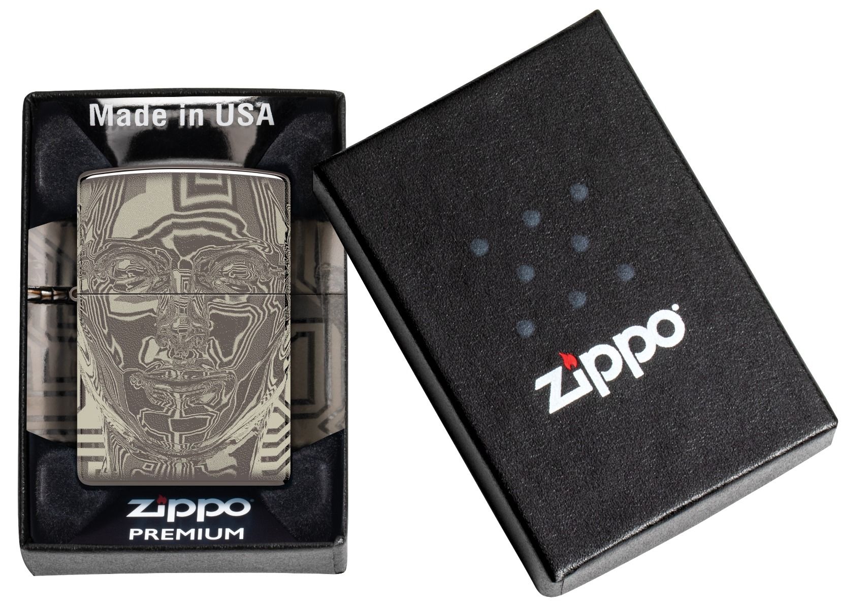 Zippo 150 3D Metal Head Design aansteker detail
